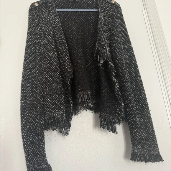 White House Black Market Black Tweed Cardigan Jacket - Picture 2 of 7